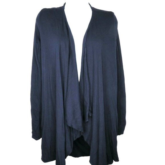 Neal Sperling Open Drape Front Angora Cardigan Sweater M Navy Blue USA Made VTG - Picture 1 of 10